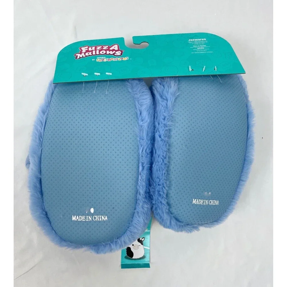 New Squishmallows Slippers Girl Harvey Walrus Blue‎ FuzzAmallows 11/12